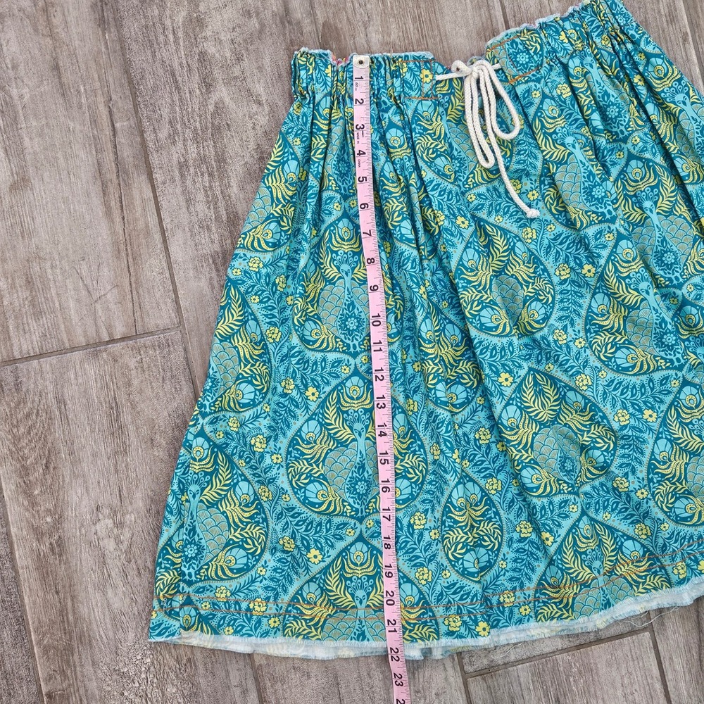 Lema French Market Skirts Womens OS Teal Peacock Damask A-Line Cotton Artsy Folk - Picture 2 of 6